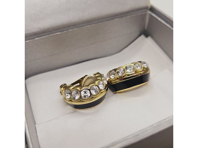 Christian dior goldplated oorbellen met steentjes - afbeelding 2 van  6