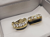 Christian dior goldplated oorbellen met steentjes - afbeelding 2 van  6