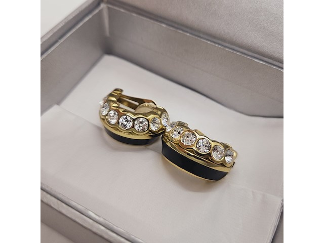 Christian dior goldplated oorbellen met steentjes - afbeelding 3 van  6