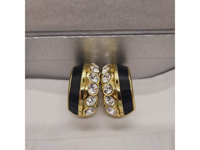 Christian dior goldplated oorbellen met steentjes - afbeelding 4 van  6