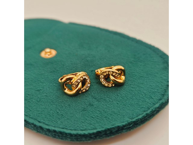 Christian dior goldplated oorbellen met steentjes - afbeelding 1 van  6