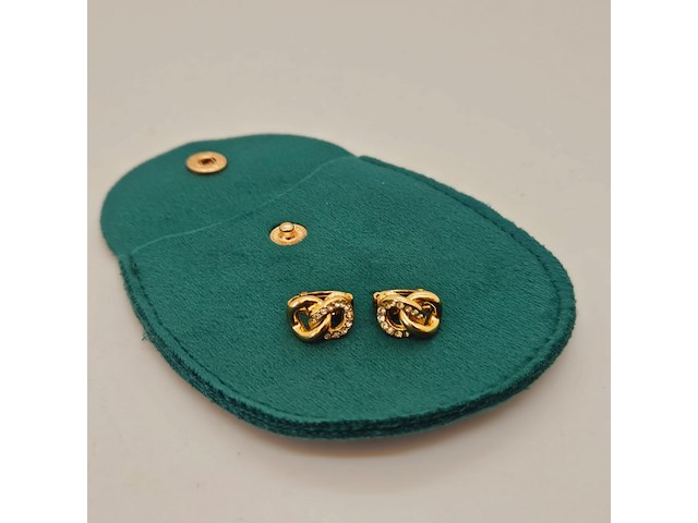Christian dior goldplated oorbellen met steentjes - afbeelding 2 van  6