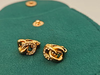 Christian dior goldplated oorbellen met steentjes - afbeelding 3 van  6