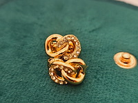Christian dior goldplated oorbellen met steentjes - afbeelding 4 van  6