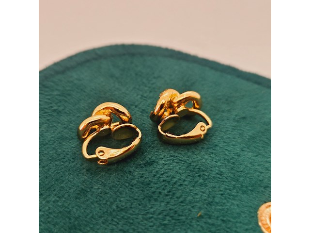 Christian dior goldplated oorbellen met steentjes - afbeelding 5 van  6
