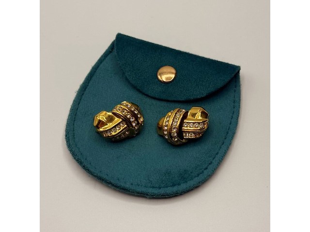 Christian dior goldplated oorbellen met steentjes - afbeelding 1 van  2