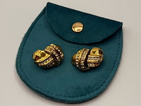 Christian dior goldplated oorbellen met steentjes - afbeelding 1 van  2