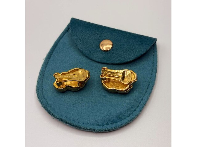 Christian dior goldplated oorbellen met steentjes - afbeelding 2 van  2