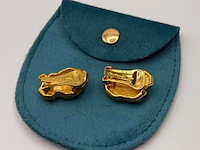 Christian dior goldplated oorbellen met steentjes - afbeelding 2 van  2