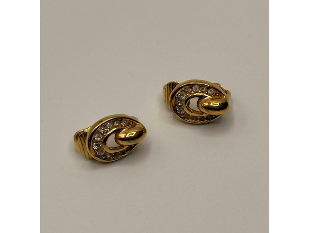 Christian dior goldplated oorbellen met steentjes - afbeelding 1 van  3