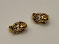 Christian dior goldplated oorbellen met steentjes - afbeelding 1 van  3