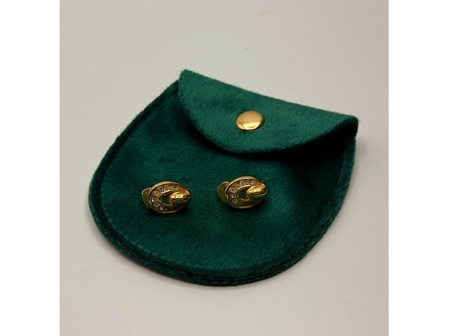 Christian dior goldplated oorbellen met steentjes - afbeelding 3 van  3