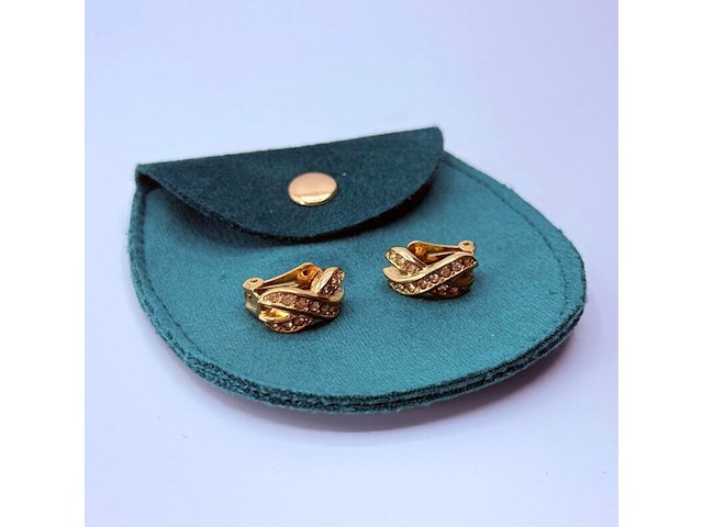 Christian dior goldplated oorbellen met steentjes - afbeelding 1 van  7
