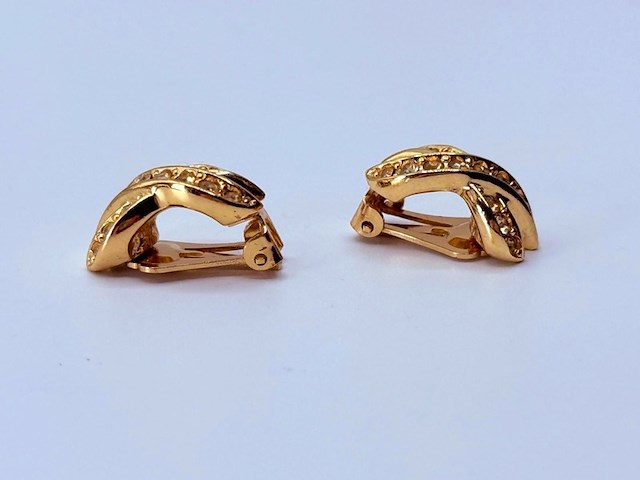 Christian dior goldplated oorbellen met steentjes - afbeelding 5 van  7