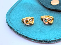 Christian dior goldplated oorbellen met steentjes - afbeelding 2 van  5