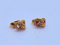 Christian dior goldplated oorbellen met steentjes - afbeelding 3 van  5