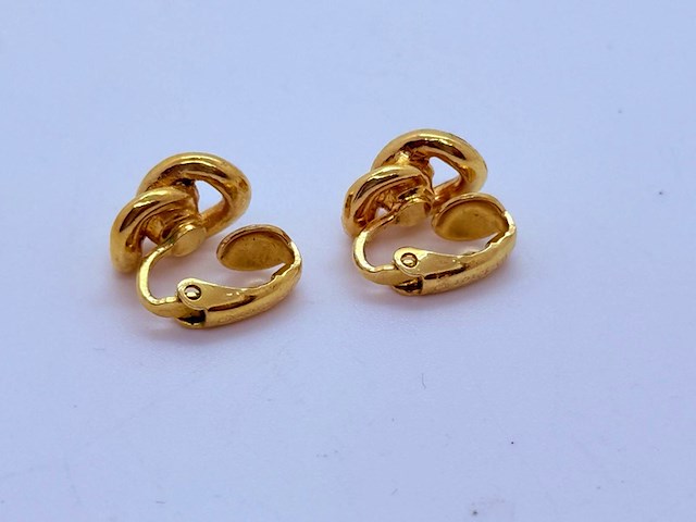 Christian dior goldplated oorbellen met steentjes - afbeelding 4 van  5