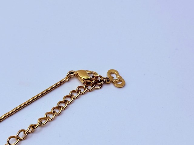 Christian dior goldplated pendant collier met steentjes - afbeelding 7 van  7