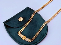 Christian dior goldplated schakelcollier met strass - afbeelding 1 van  8