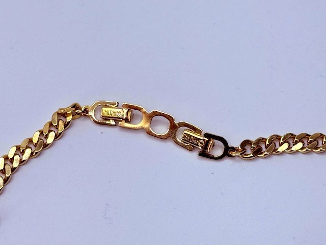 Christian dior goldplated schakelcollier met strass - afbeelding 5 van  8