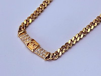 Christian dior goldplated schakelcollier met strass - afbeelding 6 van  8