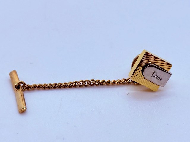Christian dior goldplated tie-pin/stropdashouder - afbeelding 3 van  5