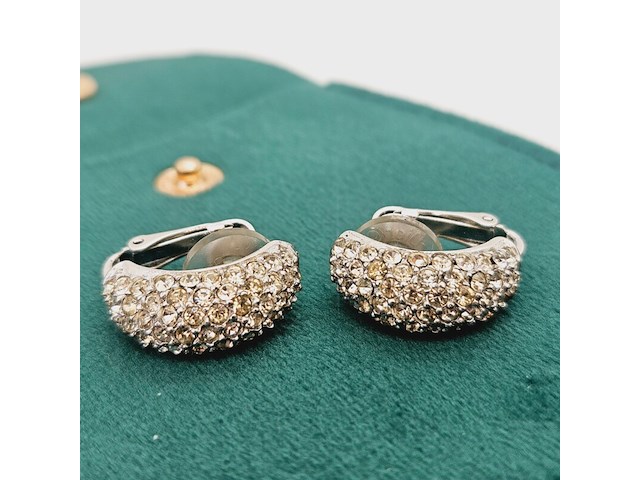 Christian dior silver tone oorbellen met strass - afbeelding 1 van  7