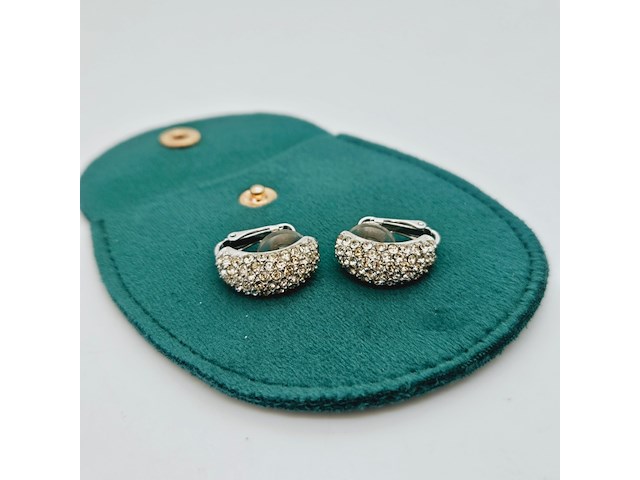 Christian dior silver tone oorbellen met strass - afbeelding 2 van  7