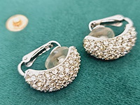 Christian dior silver tone oorbellen met strass - afbeelding 3 van  7