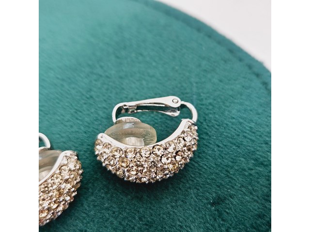 Christian dior silver tone oorbellen met strass - afbeelding 4 van  7
