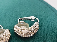 Christian dior silver tone oorbellen met strass - afbeelding 4 van  7