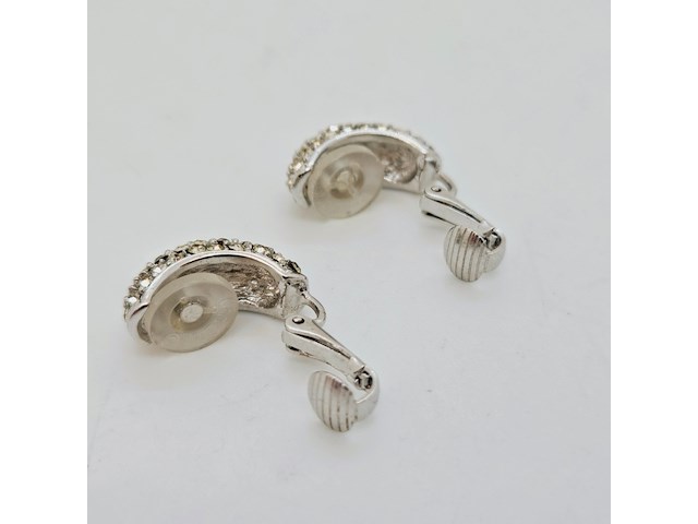 Christian dior silver tone oorbellen met strass - afbeelding 5 van  7