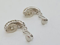 Christian dior silver tone oorbellen met strass - afbeelding 5 van  7