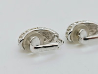 Christian dior silver tone oorbellen met strass - afbeelding 6 van  7