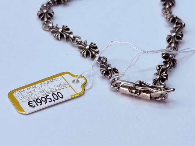 Chrome hearts ''tiny e'' sterling silver cross bracelet - afbeelding 6 van  10