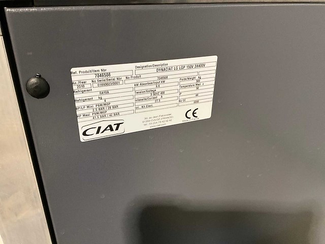 Ciat dynaciat lg lgp 150v 3x400v warmtepomp - afbeelding 6 van  7