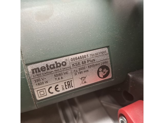 Cirkelzaag metabo, kse68 plus, bouwjaar 2017 - afbeelding 5 van  6