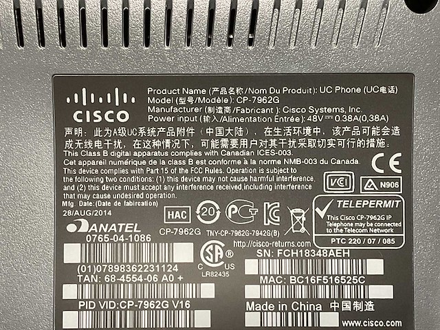 Cisco cp-7962g telefoon (5x) - afbeelding 3 van  3