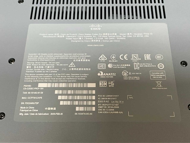 Cisco cs-codec-pro+ v01 videoconferentiesysteem - afbeelding 6 van  6