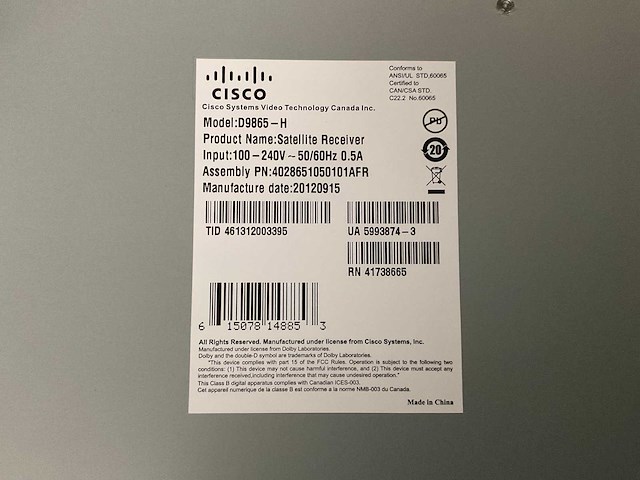 Cisco d9865 satellite reciever (58x) - afbeelding 4 van  7