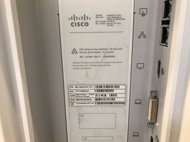 Cisco (mx200 g2) 42”, 1920x1080 (hdtv) led video conferencing kit - afbeelding 4 van  4