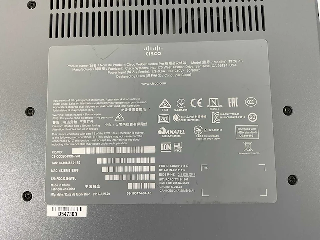 Cisco (ttc6-13), cisco webex codec pro - video conferencing device (new) (2x) - afbeelding 3 van  11