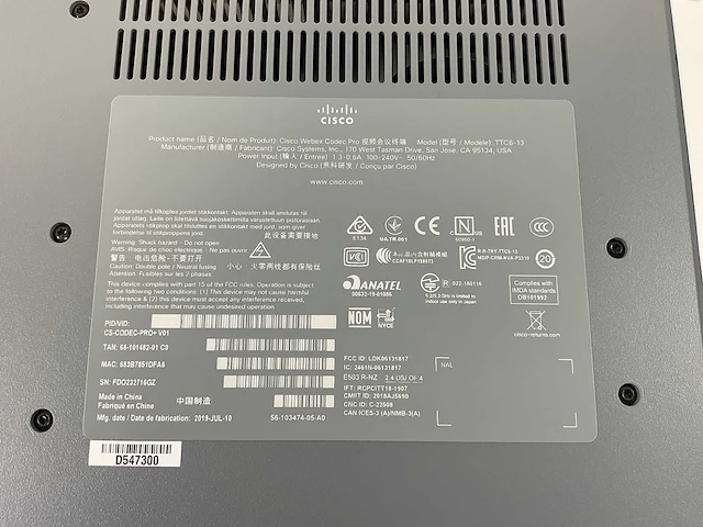 Cisco (ttc6-13), cisco webex codec pro - video conferencing device (new) - afbeelding 2 van  13
