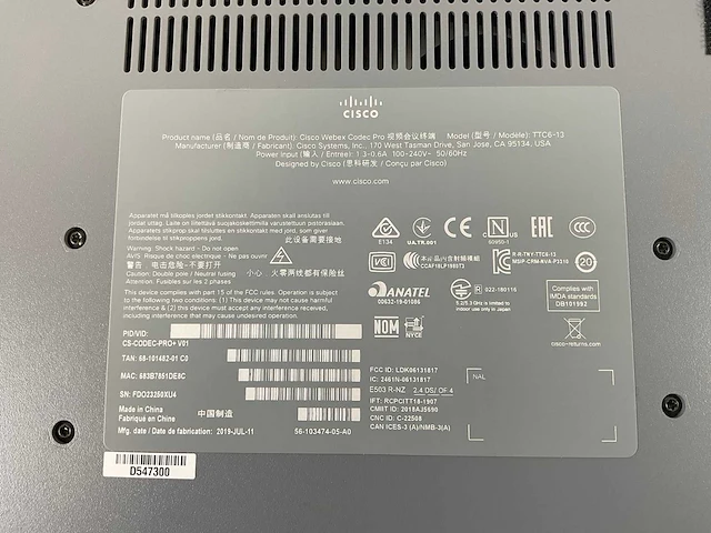 Cisco (ttc6-13), cisco webex codec pro - video conferencing device - afbeelding 2 van  10