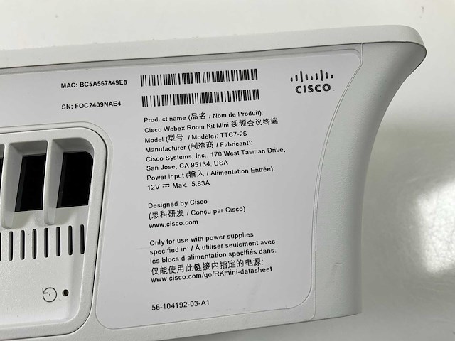 Cisco (ttc7-26), mini video conferencing room bar (2x) - afbeelding 11 van  13