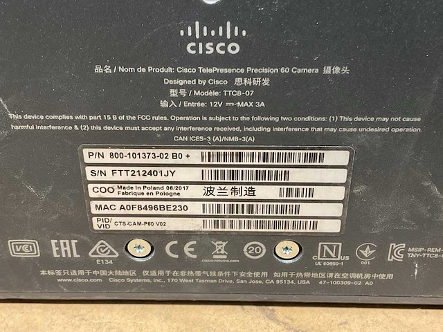 Cisco ttc8-07 precision 60 camera (2x) - afbeelding 3 van  3