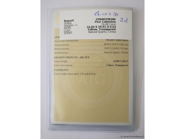 Citrine 16.08ct aig certified - afbeelding 3 van  4