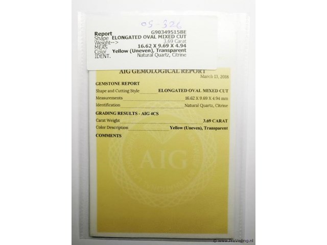 Citrine 3.69ct aig certified - afbeelding 3 van  4