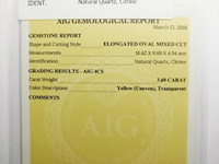 Citrine 3.69ct aig certified - afbeelding 3 van  4