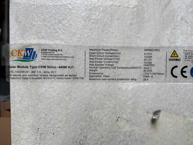 Ckw sirius 440w hjt zonnepaneel (36x) - afbeelding 7 van  7
